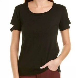 Helmut Lang black distressed slash T-shirt